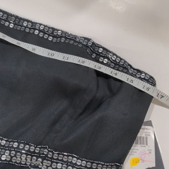 Adrianna Papell Evening Black Silk Beaded Strapless Dress size 12 - Picture 13 of 15